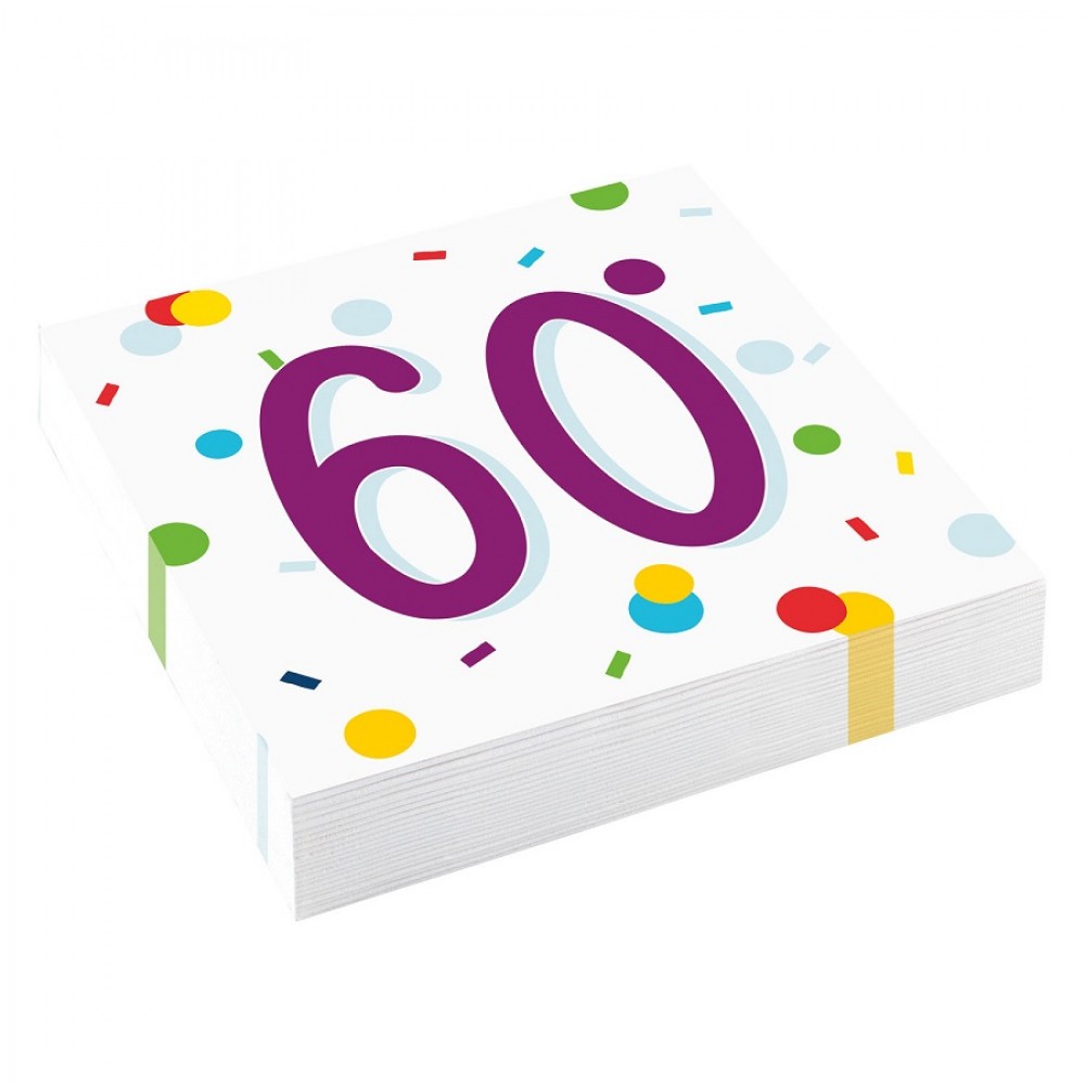 Χαρτοπετσέτες φαγητού 33εκ Party 60 Confetti Birthday /20 τεμ