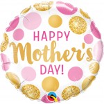 Μπαλ. Φοιλ 18 Mothers Day Pink & Gold Dots