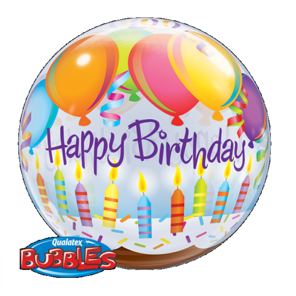 Bubble Μονό Birthday Balloons & Candles