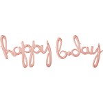 Μπαλόνι Φοιλ Script Phrase Happy B-day Ροζ Χρυσό