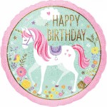 Μπαλόνι Φοιλ 18 Holographic Magical Unicorn Happy Birthday / 45εκ