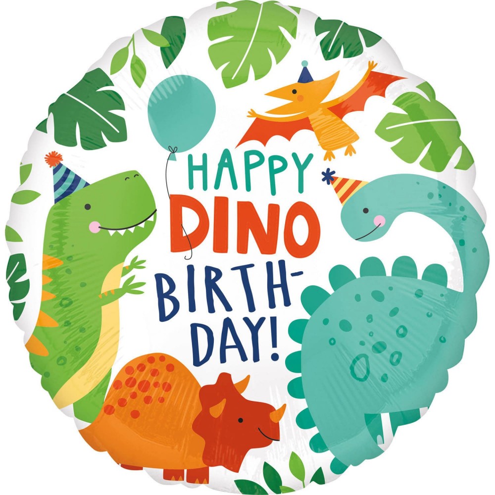 Μπαλόνι Φοιλ 17 Happy Dino Birthday / 45 εκ