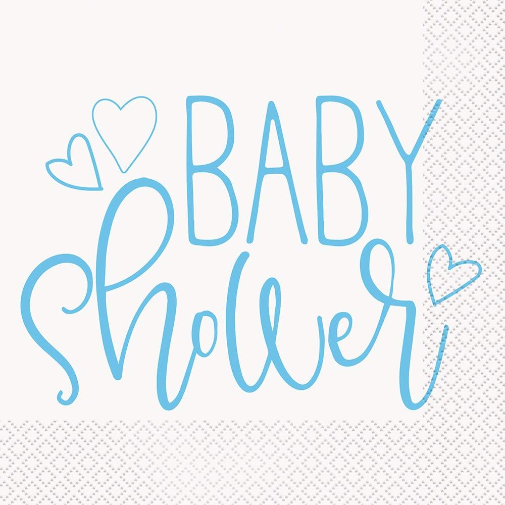 Χαρτοπετσέτες φαγητού 33εκ Blue Heart Baby  Shower /16 τεμ