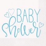 Χαρτοπετσέτες φαγητού 33εκ Blue Heart Baby  Shower /16 τεμ