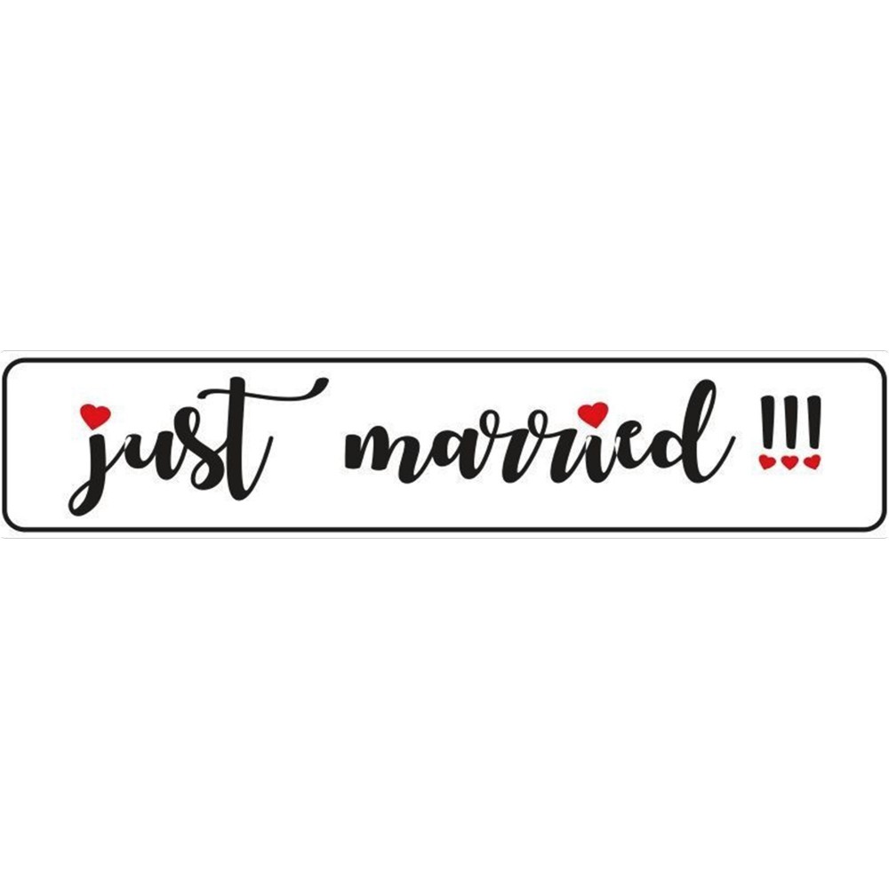 Πινακίδα αυτοκινήτου γάμου Just Married (2 τεμ)