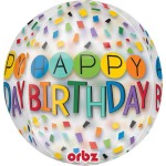 16" Μπαλόνι Happy Birthday Rainbow κομφετί ORBZ