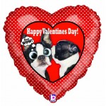 21" Μπαλόνι Καρδιά Σκυλάκια 'Happy Valentine's Day'