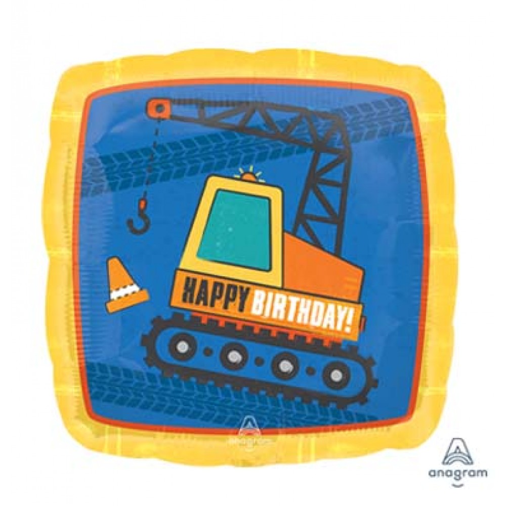 18" Τετράγωνο μπαλόνι Construction Birthday