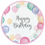 Πιάτα Happy Birthday παστέλ (8 τεμ)