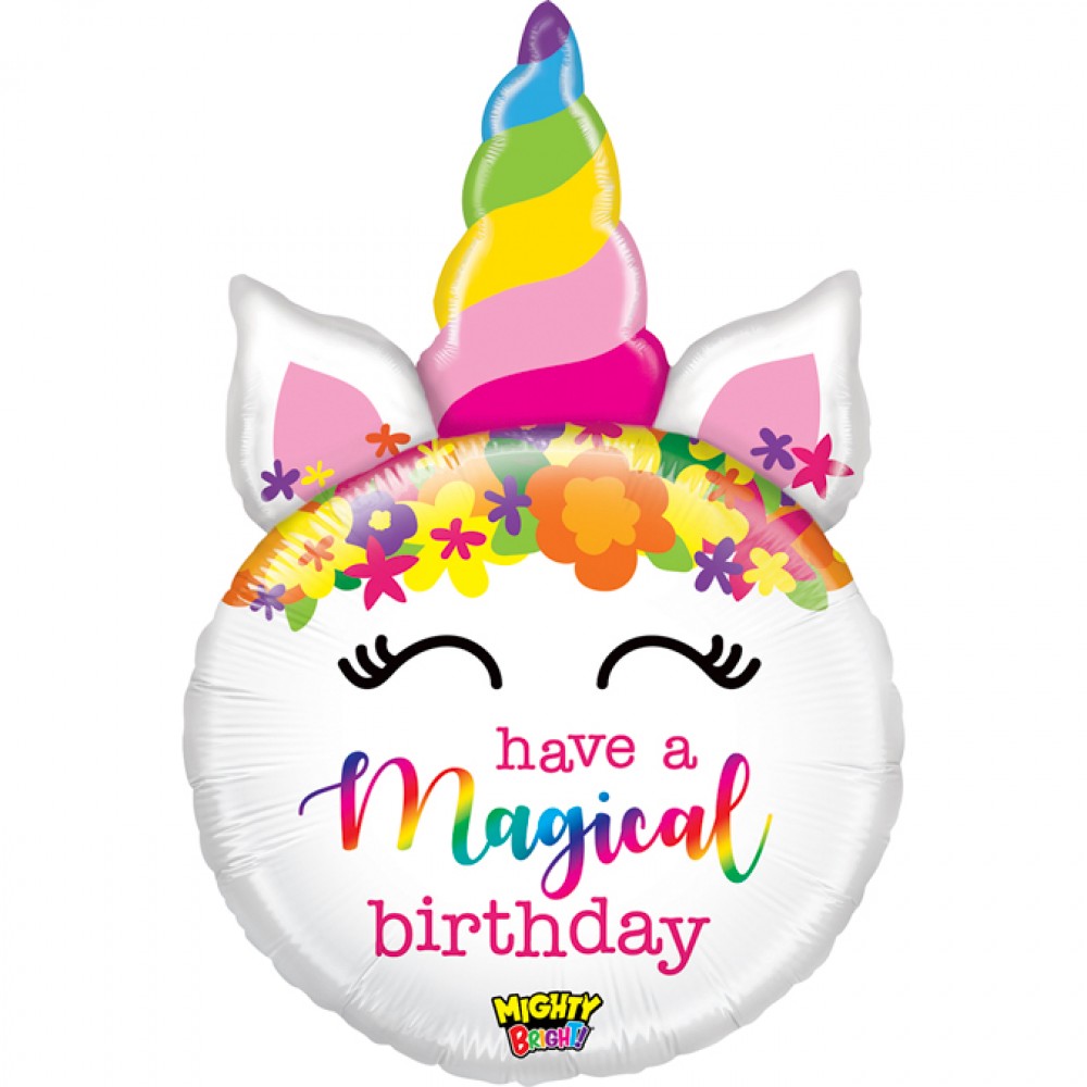 27" Μπαλόνι φλοράλ Μονόκερος "Magical Birthday"